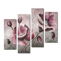 Amaranthine Flowers Oil Painting - Set of 4 - Free Shipping - Flower Paintings