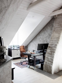 Attic office space with large skylight  - Home Office