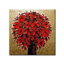 Blossoming Red Flowers Oil Painting Free Shipping - Flower Paintings