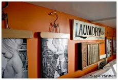 Decorating laundry room with photos hanging from hangers - For The Home