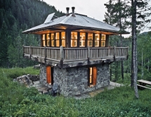 Stone Two Story Lookout Small Cabin - Dream house designs