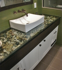 Glass counter-top with rock fill - Dream Home Interior Décor