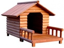 Log dog house with front porch - Dog houses
