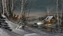 Warm Cabin in the woods - Terry Redlin Art