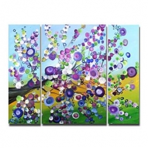 Branch with Flowers Oil Painting - Set of 3 - Free Shipping - Flower Paintings