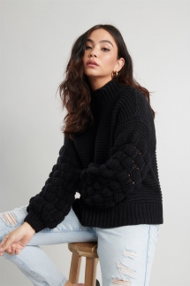 Bubble Sleeve Sweater - Comfy Clothes 