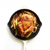 Cast-Iron Roast Chicken with Caramelized Leeks - Cooking