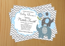 Chevron Baby Shower Invitation Boy FREE Thank You card included Baby Shower Invite - Party ideas