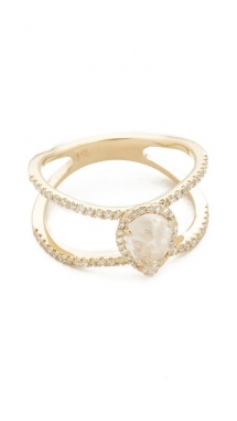 Double Band Moonstone Teardrop Ring by Luna Skye - Fave Clothing, Shoes & Accessories