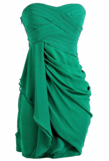 Draped Chiffon Dress in Green - Clothing, Shoes & Accessories