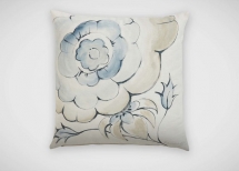 Ethan Allen Hand-Painted Blue and Taupe Floral Pillow - Dream Home Interior Décor
