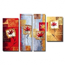 Flowers Oil Painting - Set of 4 - Free Shipping - Flower Paintings