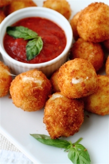 Fried Bocconcini with Spicy Tomato Sauce - Christmas fun