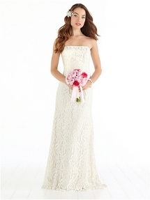 Full-length strapless lace wedding dress - Everything Weddings
