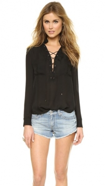 Haute Hippie Gypsy Lace Up Blouse - Spring Wardrobe