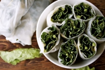 Kale & Scallion Salad Rolls with Peanut Sauce - Cooking