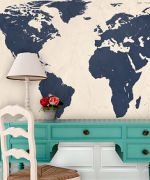 Navy World Map Wall Art - Great designs for the home