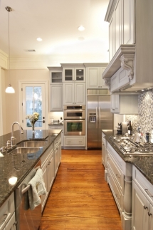 Nice grey kitchen cabinets; very clean looking - Houses & Homes