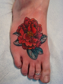 Peony foot tattoo - Tattoos