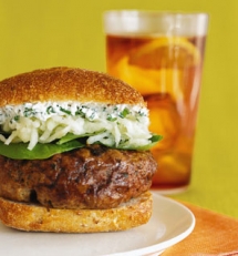 Rosemary-Sage Burgers With Apple Slaw and Chive "Mayo" - Easy recipes