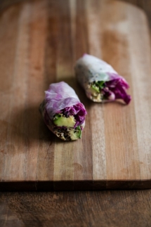 Sesame Crusted Avocado & Cabbage Spring Rolls - Cooking