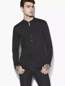 Solid Band Collar Shirt - Man Style
