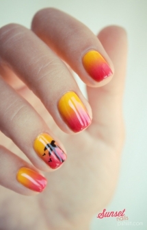 Sunset Palm Tree nails - My style