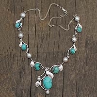 Turquoise and cultured pearl Y-necklace - Most fave products