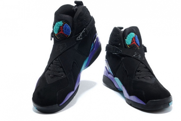 305381 041 Nike Air Jordan 8 "Aquas" Black Bright Concord