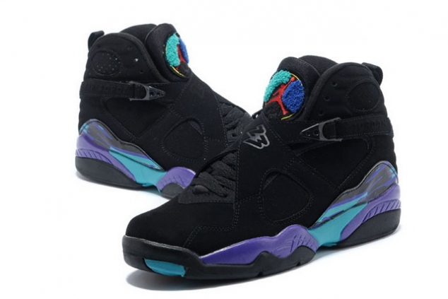 305381 041 Nike Air Jordan 8 "Aquas" Black Bright Concord - Image 2