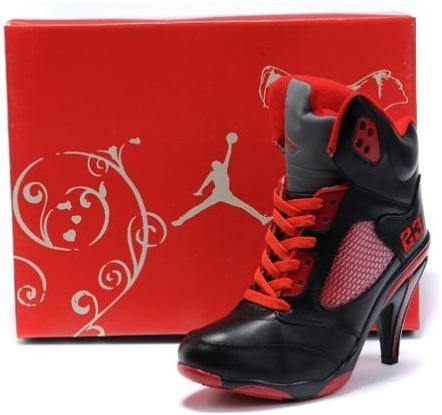 Air Jordan 5 High Heels Women Red Black