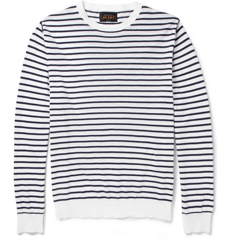 Beams Plus, Striped Knitted-cotton sweater 