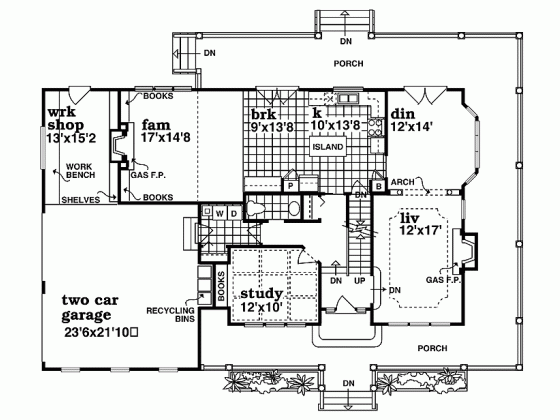 Country house plan with wraparound porch - Image 2