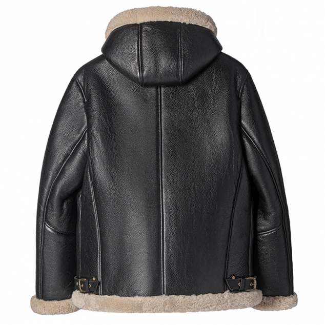 Custom Mar Jacket Sheepskin Leather Jacket with Hood Outer Space CW828666 - Image 2