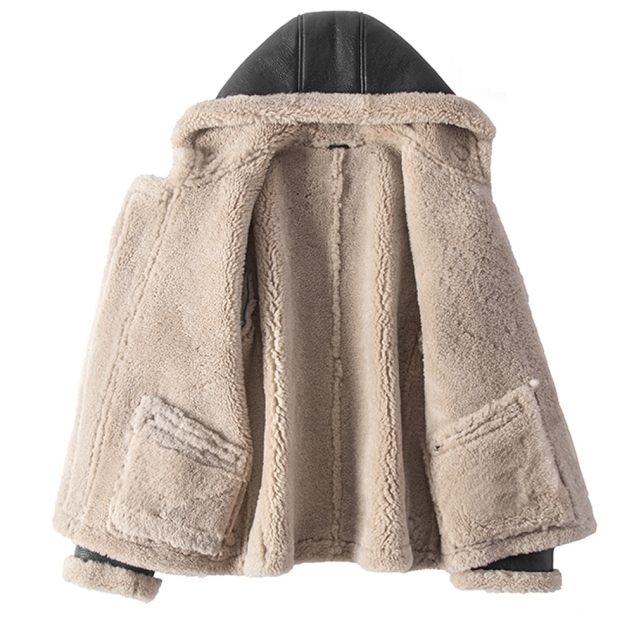 Custom Mar Jacket Sheepskin Leather Jacket with Hood Outer Space CW828666 - Image 3