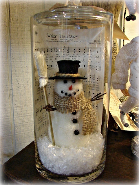 DIY Snowman in a jar with Christmas sheet music