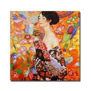 Donna con Ventaglio Oil Painting by Gustav Klimt Free Shipping
