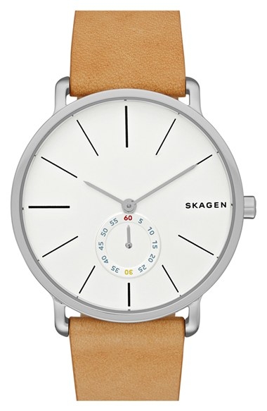'Hagen' Leather Strap Watch by Skagen 