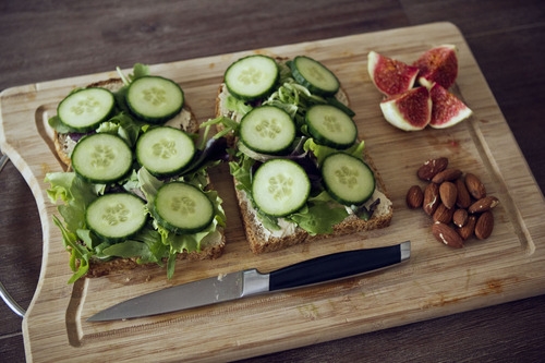Healthy sandwich with nuts and fruit