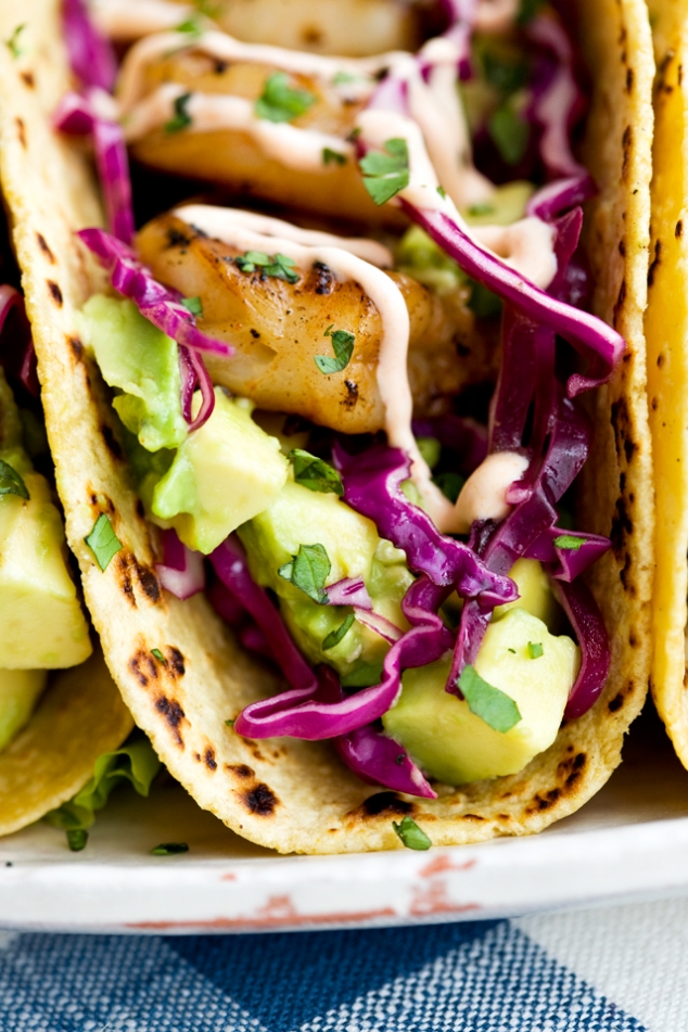 Honey Lime Tequila Shrimp Tacos with Avocado, Purple Slaw & Chipotle Crema - Image 3