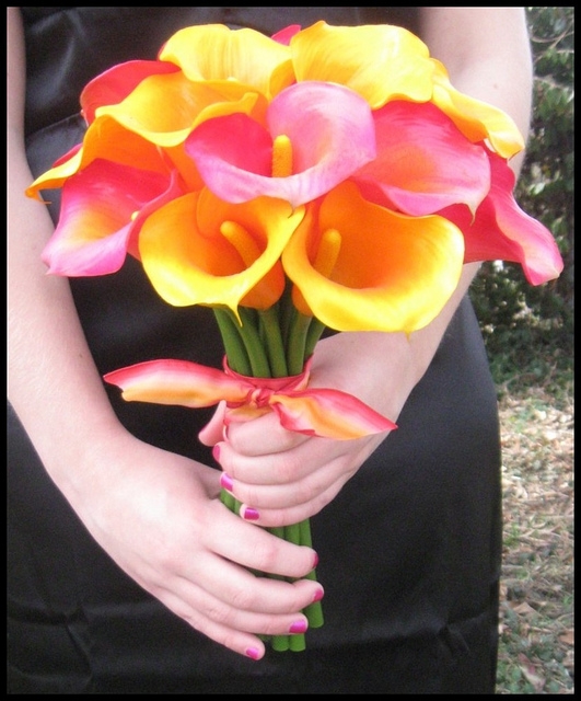 Hot Pink & Orange Calla Lily Bouquet