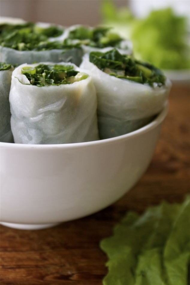 Kale & Scallion Salad Rolls with Peanut Sauce - Image 2