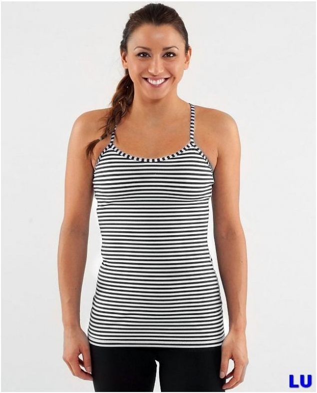 Lululemon Power Y Tank White Black Stripe Favething