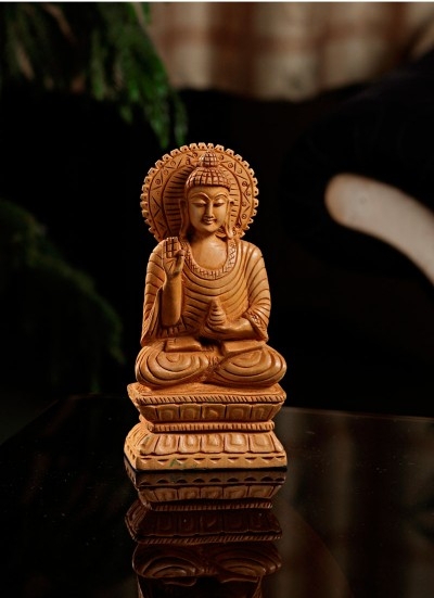 Uniquely Carved Buddha On Wood