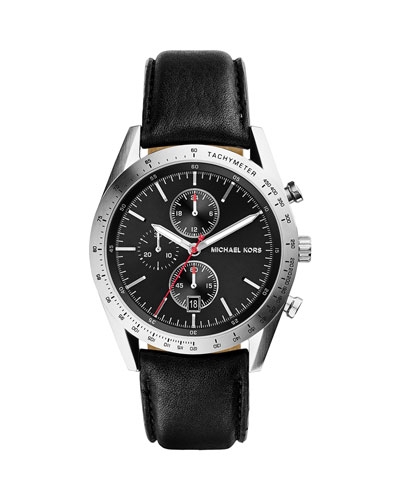 Michael Kors Leather Accelerator Chronograph Watch