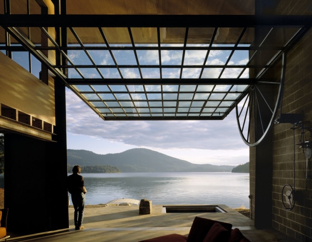 Modern Cabin with Massive Swinging Glass Wall - Image 3