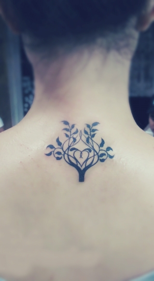 Neck tree tattoo