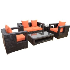 Outdoor Rattan Wicker Sectional Loveseat Sofa Set