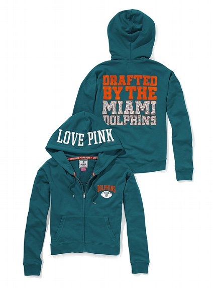 PINK Bling Slouchy Zip Hoodie - Miami Dolphins