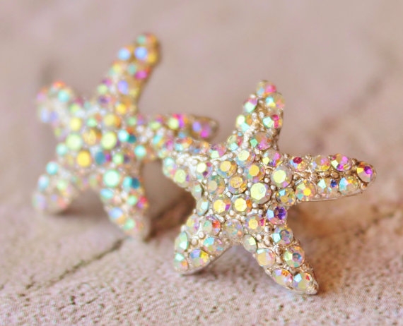 Sparkling Starfish Stud Earrings